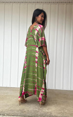 Nora Kaftan in Olive Green Tie Dye - Mala Handworks