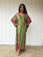Nora Kaftan in Olive Green Tie Dye - Mala Handworks