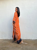 Nora Kaftan in Orange and Black Tie Dye - Mala Handworks