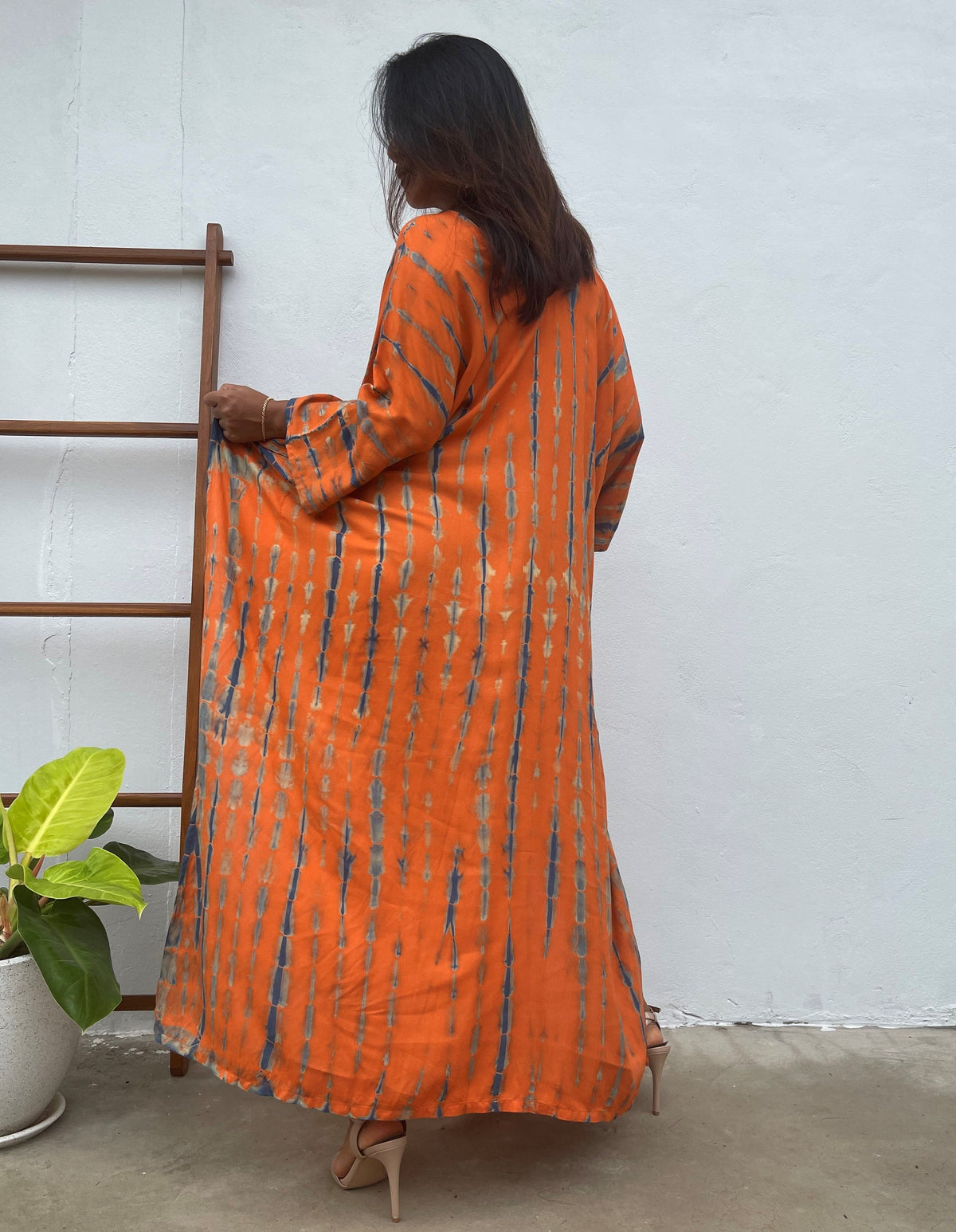 MALA handworks Nora Kaftan in Orange and Blue Tie Dye