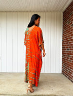 Nora Kaftan in Orange and Green Tie Dye - Mala Handworks
