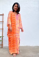 MALA handworks  Nora Kaftan in Orange and Purple Tie Dye