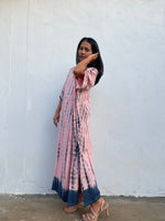 Nora Kaftan in Pink with Navy Tie Dye - Mala Handworks