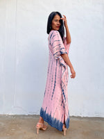 Nora Kaftan in Pink with Navy Tie Dye - Mala Handworks