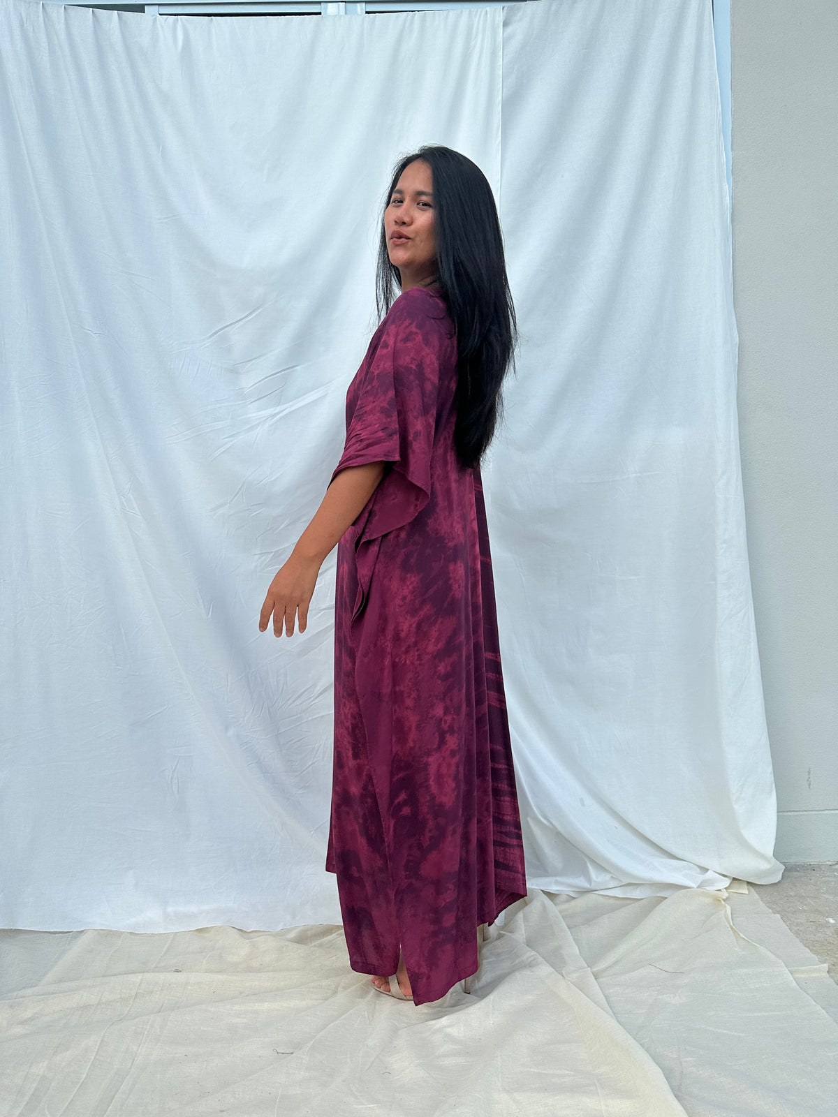 MALA handworks Nora Kaftan in Purple Tie Dye