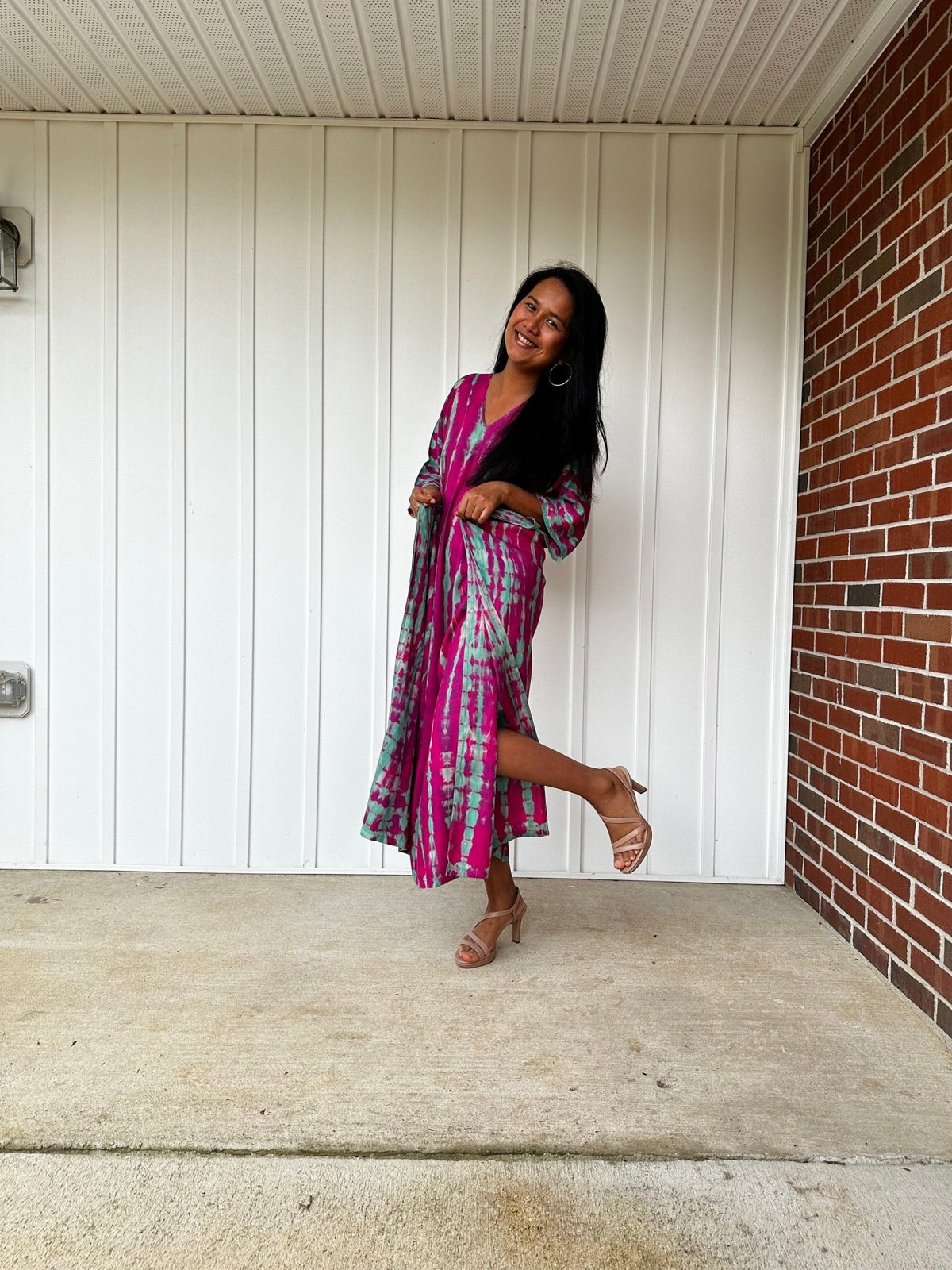 Nora Kaftan in Raspberry Tie Dye - Mala Handworks