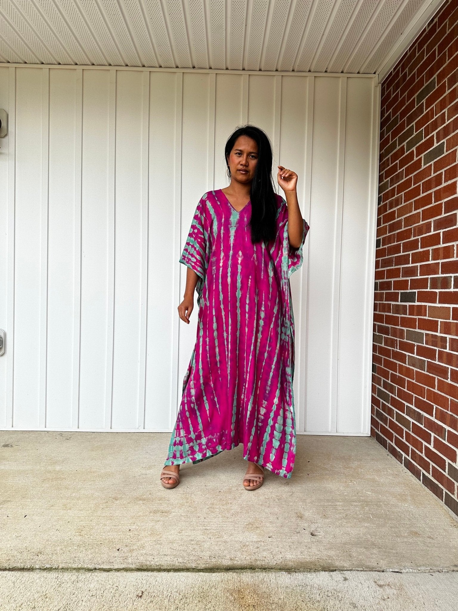 Nora Kaftan in Raspberry Tie Dye - Mala Handworks