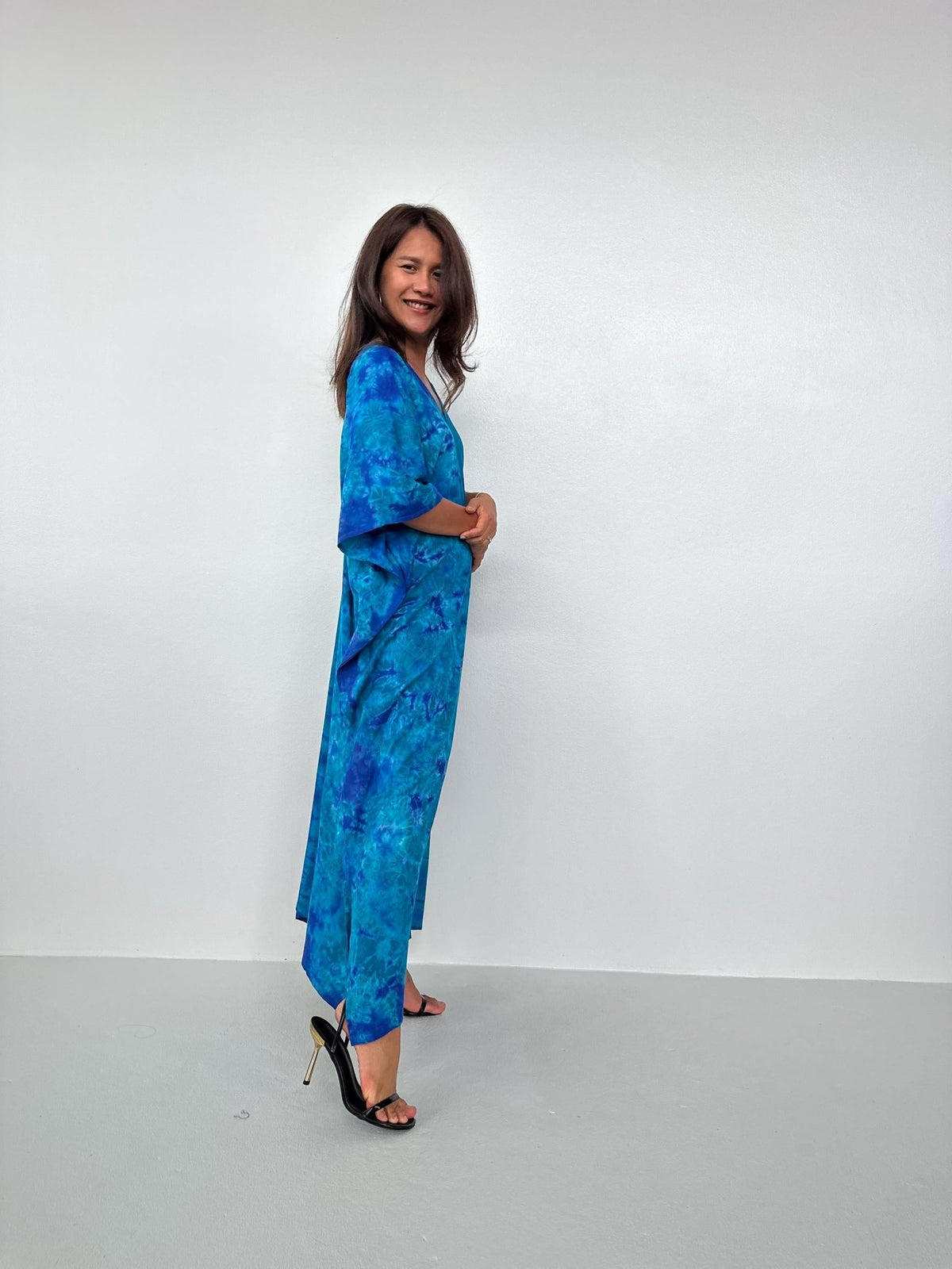 Nora Kaftan in Sapphire Tie Dye-N-57-48-Mala Handworks