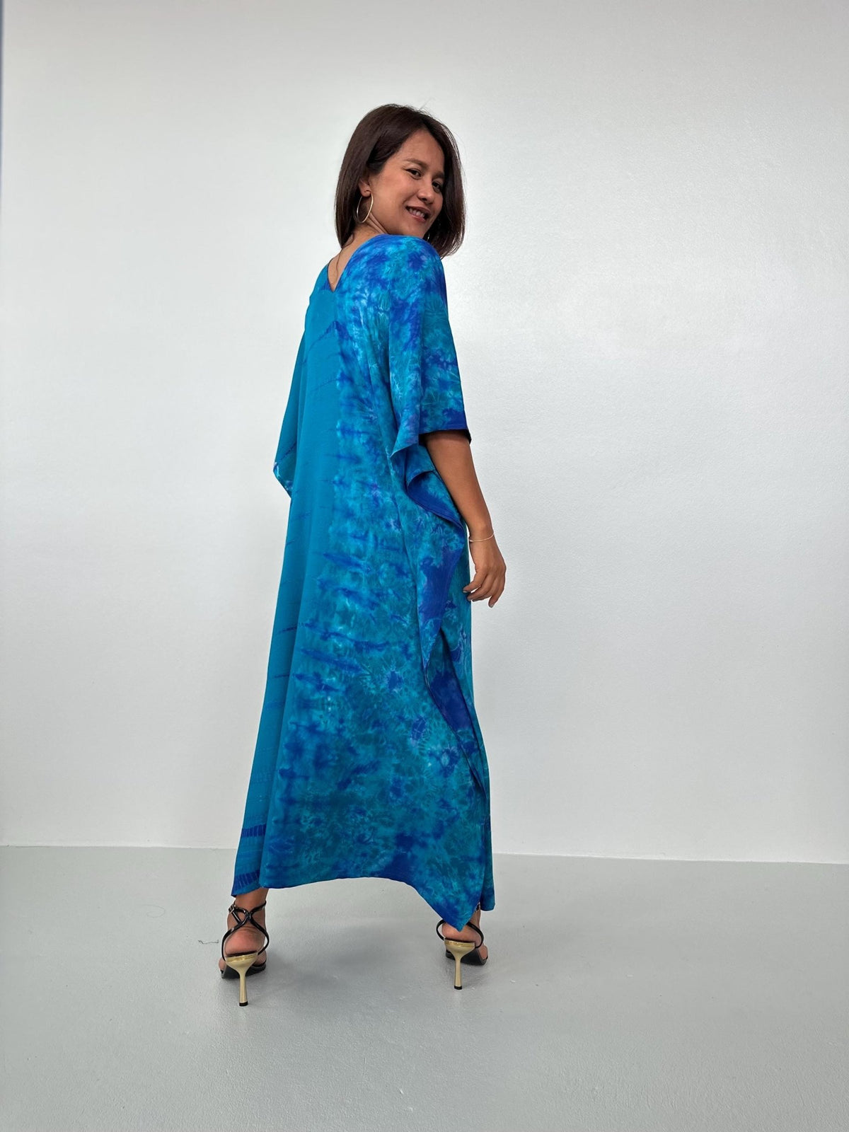 Nora Kaftan in Sapphire Tie Dye-N-57-48-Mala Handworks