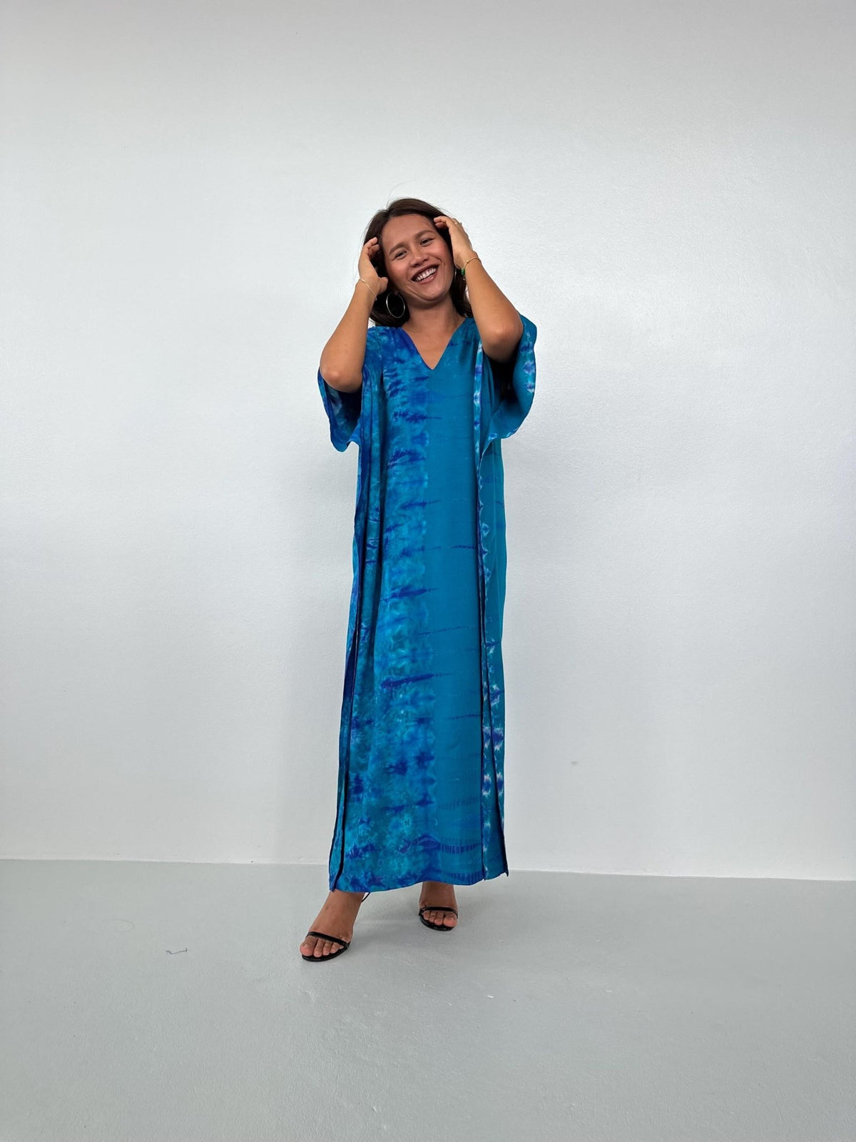 Nora Kaftan in Sapphire Tie Dye-N-57-48-Mala Handworks