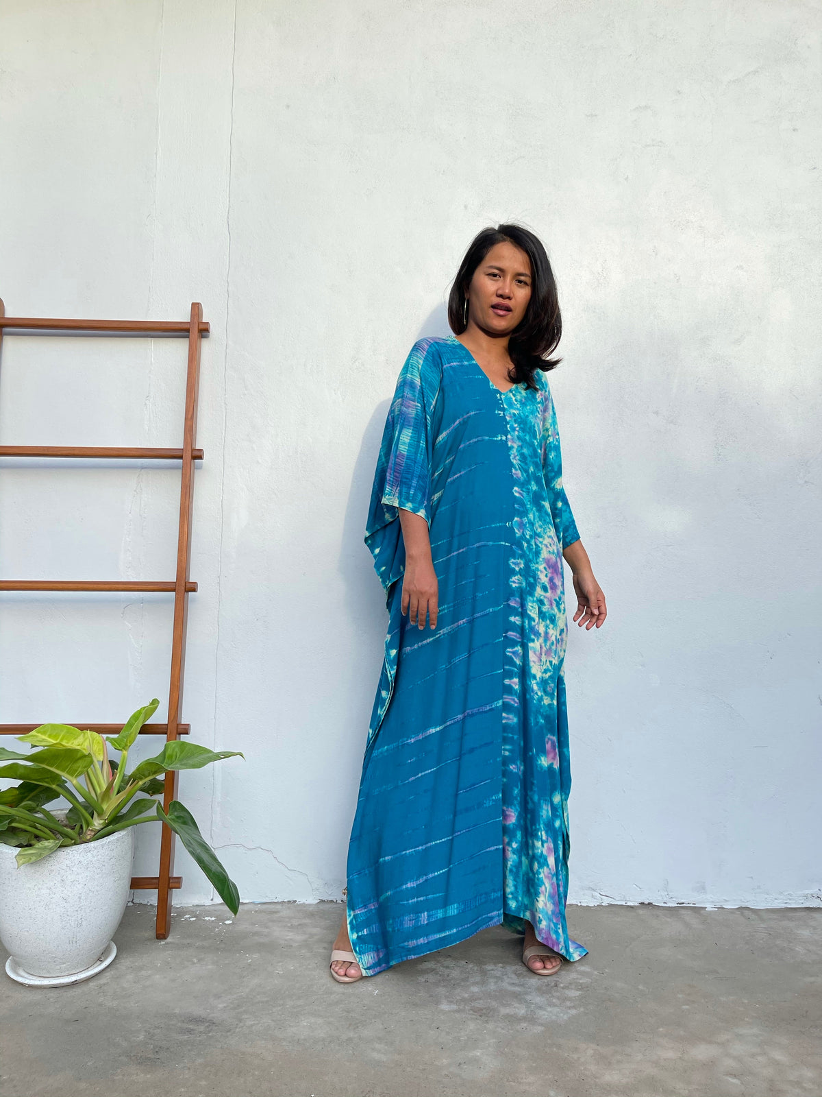 MALA handworks Nora Kaftan in Teal Blue Tie Dye N-23
