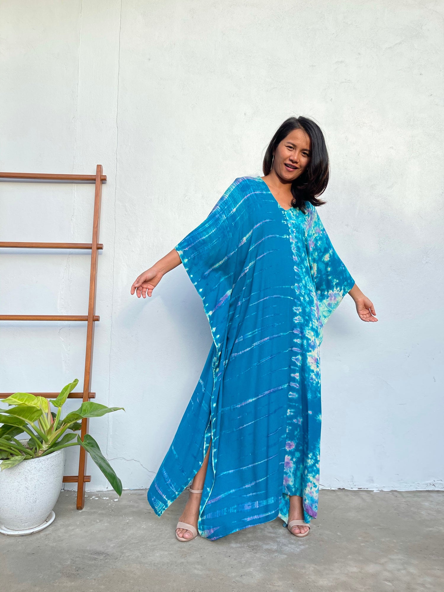 MALA handworks Nora Kaftan in Teal Blue Tie Dye N-23