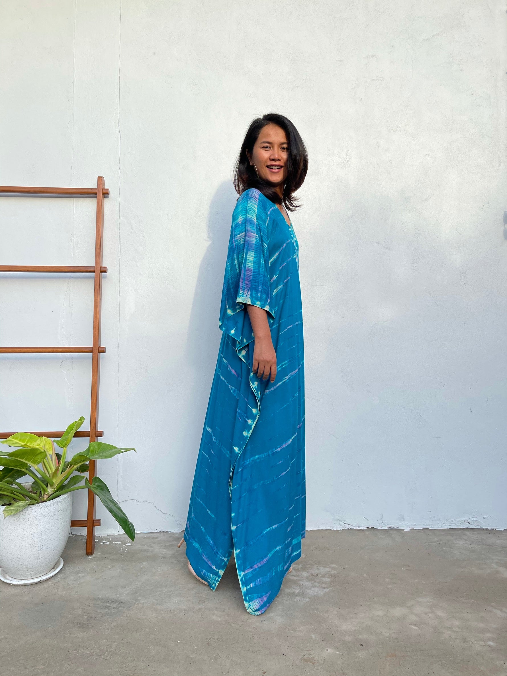 MALA handworks Nora Kaftan in Teal Blue Tie Dye N-23