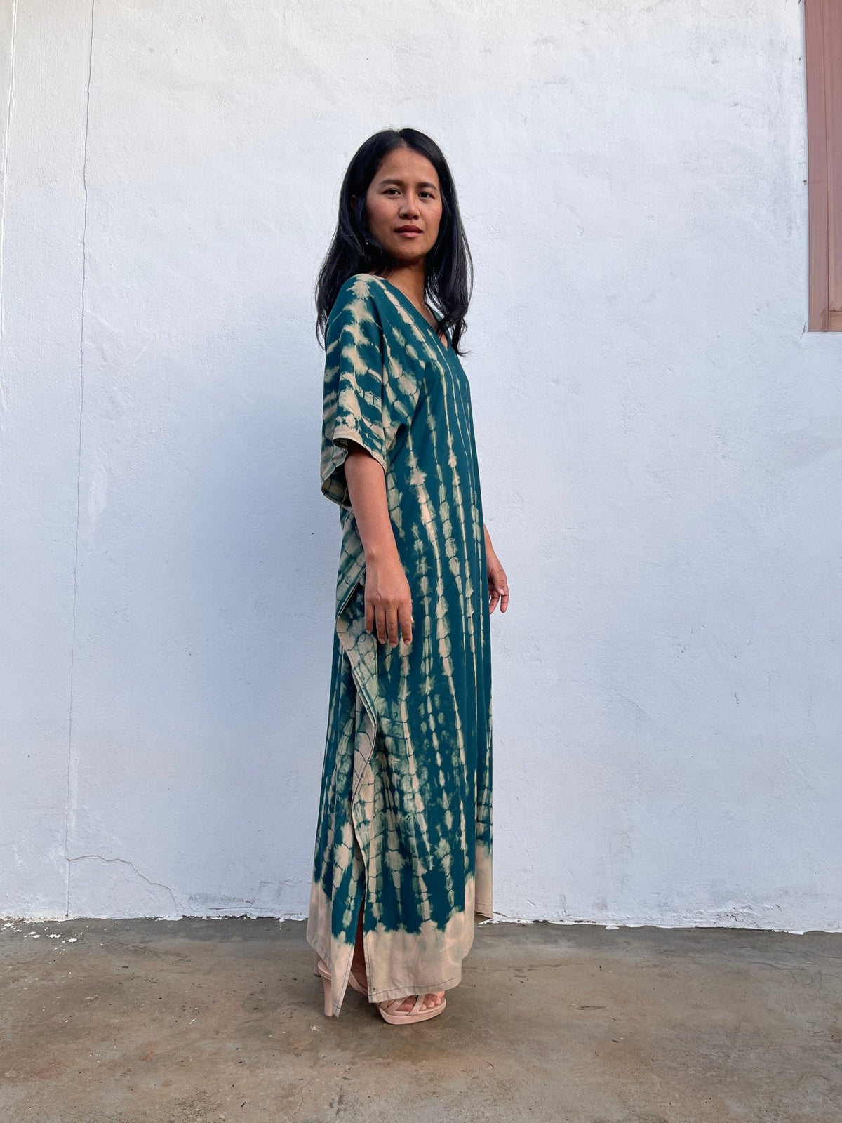 Nora Kaftan in Teal Green Tie Dye - Mala Handworks