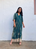 Nora Kaftan in Teal Green Tie Dye - Mala Handworks