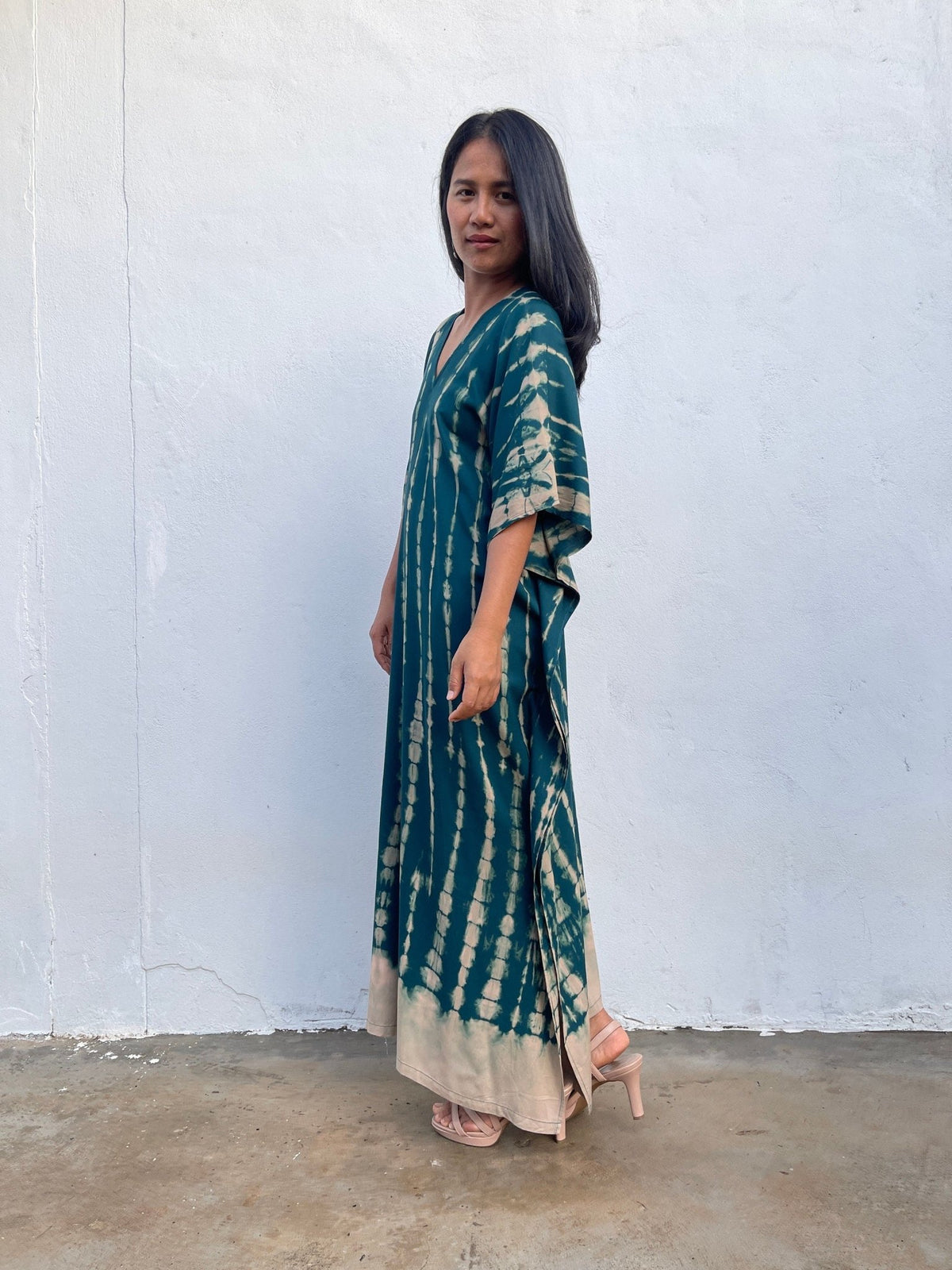 Nora Kaftan in Teal Green Tie Dye - Mala Handworks