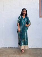 Nora Kaftan in Teal Green Tie Dye - Mala Handworks