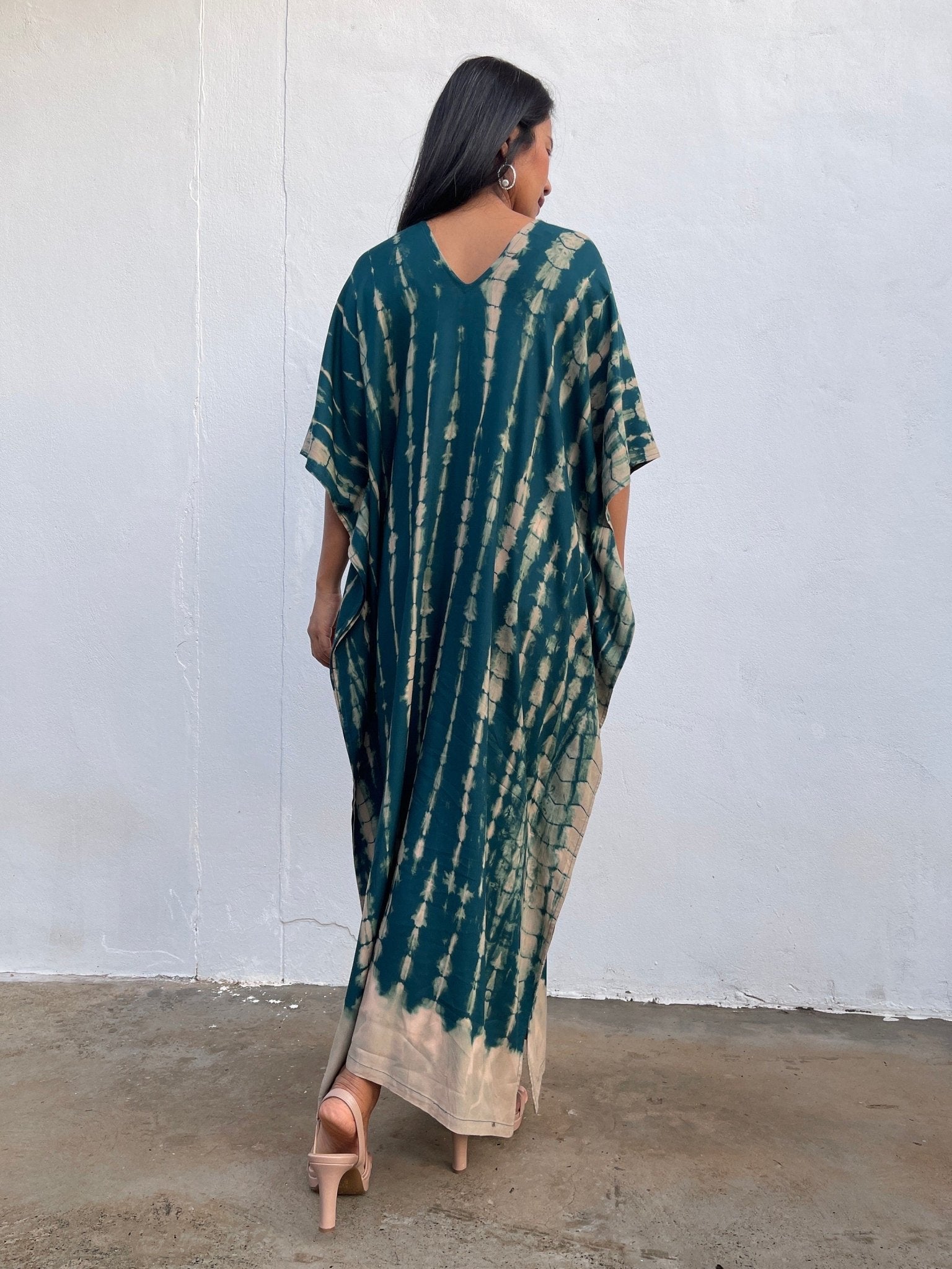 Nora Kaftan in Teal Green Tie Dye - Mala Handworks