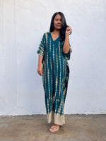 Nora Kaftan in Teal Green Tie Dye - Mala Handworks