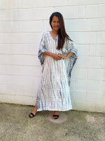 MALA handworks  50 Nora Kaftan in White and Gray Tie Dye