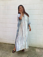 MALA handworks  50 Nora Kaftan in White and Gray Tie Dye