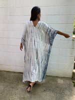 MALA handworks  50 Nora Kaftan in White and Gray Tie Dye