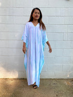 MALA handworks Nora Kaftan in White and Light Green Tie Dye