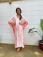MALA handworks Nora Kaftan in White and Orange Tie Dye