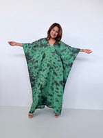 Mala Handworks Olena Cotton Kaftan in Emerald Tie Dye