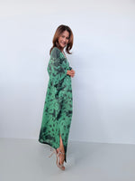 Mala Handworks Olena Cotton Kaftan in Emerald Tie Dye