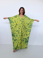 Mala Handworks Olena Cotton Kaftan in Lime Tie Dye