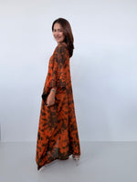 Mala Handworks Olena Cotton Kaftan in Rust Tie Dye
