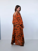 Mala Handworks Olena Cotton Kaftan in Rust Tie Dye