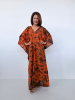 Mala Handworks Olena Cotton Kaftan in Rust Tie Dye