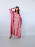 Mala Handworks Olena Cotton Kaftan in Watermelon & Peach Tie Dye