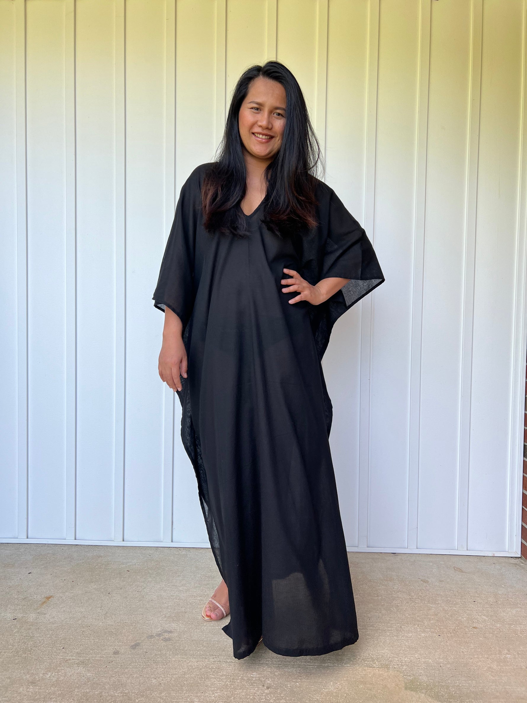 MALA handworks Olena semi sheer Kaftan in Black
