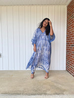 MALA handworks Olena semi sheer Kaftan in Blue Tie Dye