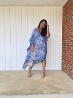 MALA handworks Olena semi sheer Kaftan in Blue Tie Dye