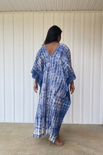 MALA handworks Olena semi sheer Kaftan in Blue Tie Dye