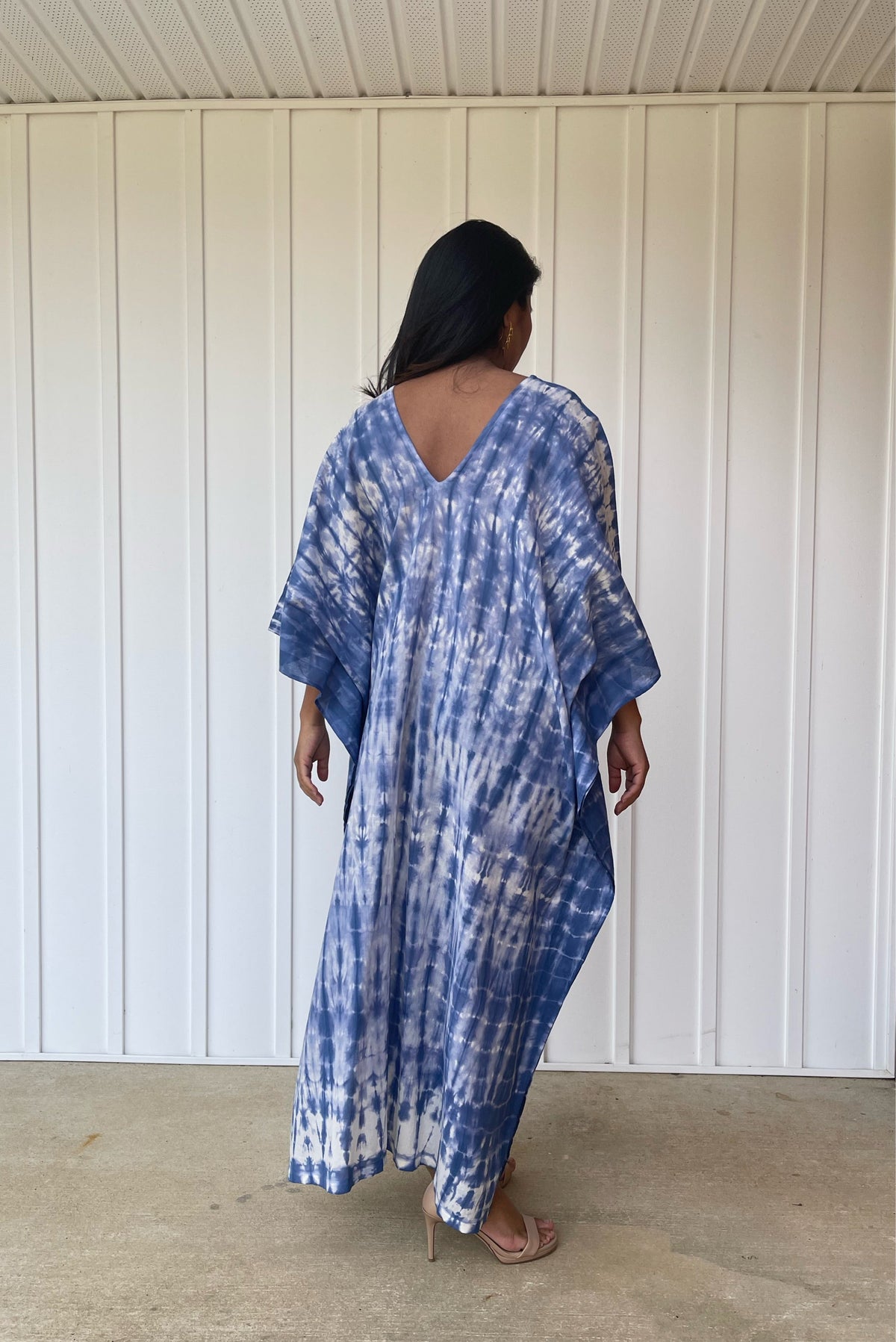 MALA handworks Olena semi sheer Kaftan in Blue Tie Dye
