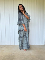 MALA handworks Olena semi sheer Kaftan in Gray and Black Tie Dye