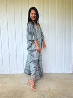 MALA handworks Olena semi sheer Kaftan in Gray and Black Tie Dye
