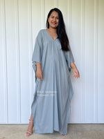 Olena Semi Sheer Kaftan in Gray - Mala Handworks