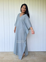 Olena Semi Sheer Kaftan in Gray - Mala Handworks
