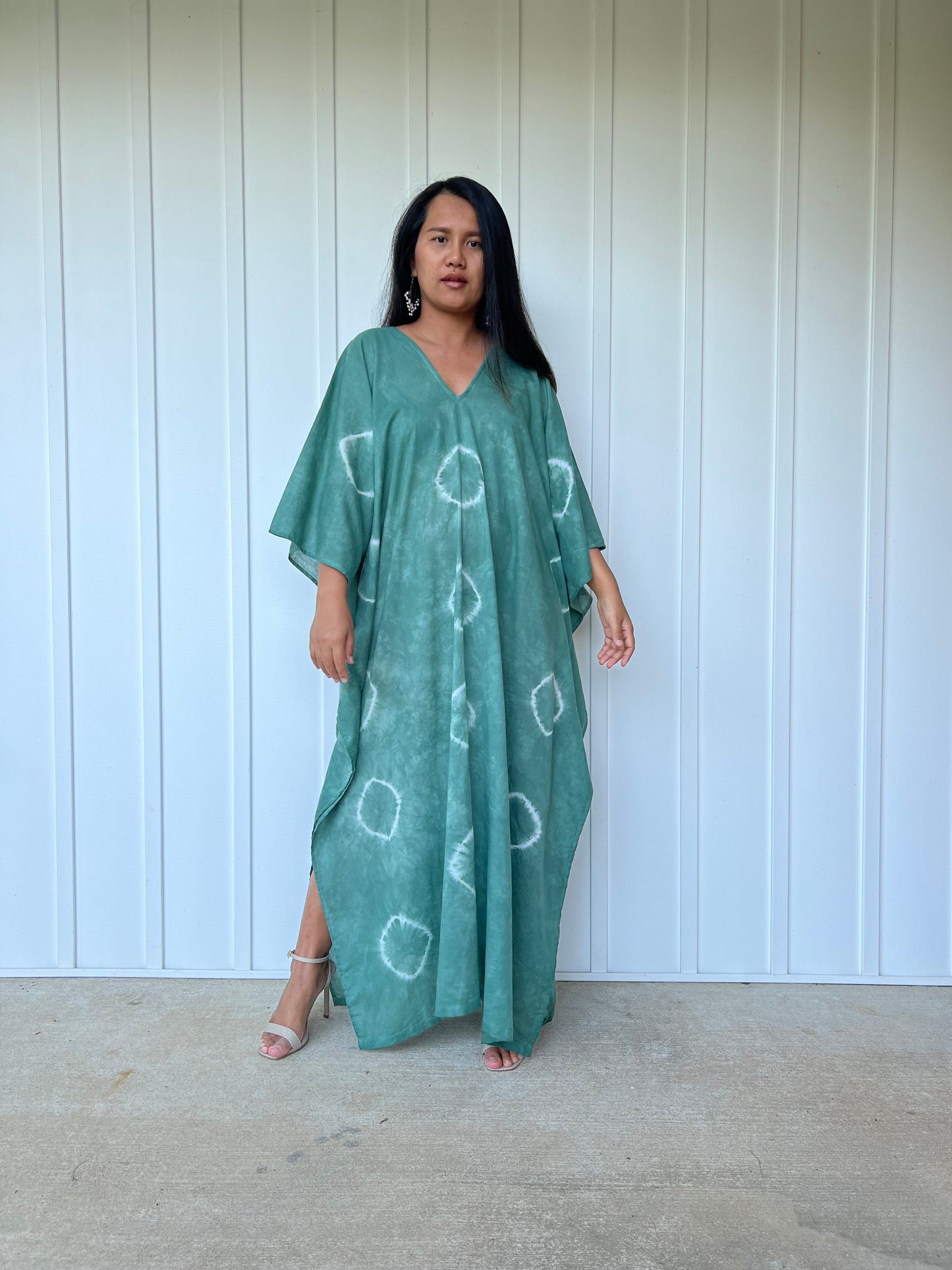 MALA handworks Olena semi sheer Kaftan in Green Tie Dye