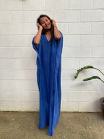 MALA handworks  Olena semi sheer Kaftan in Indigo Blue