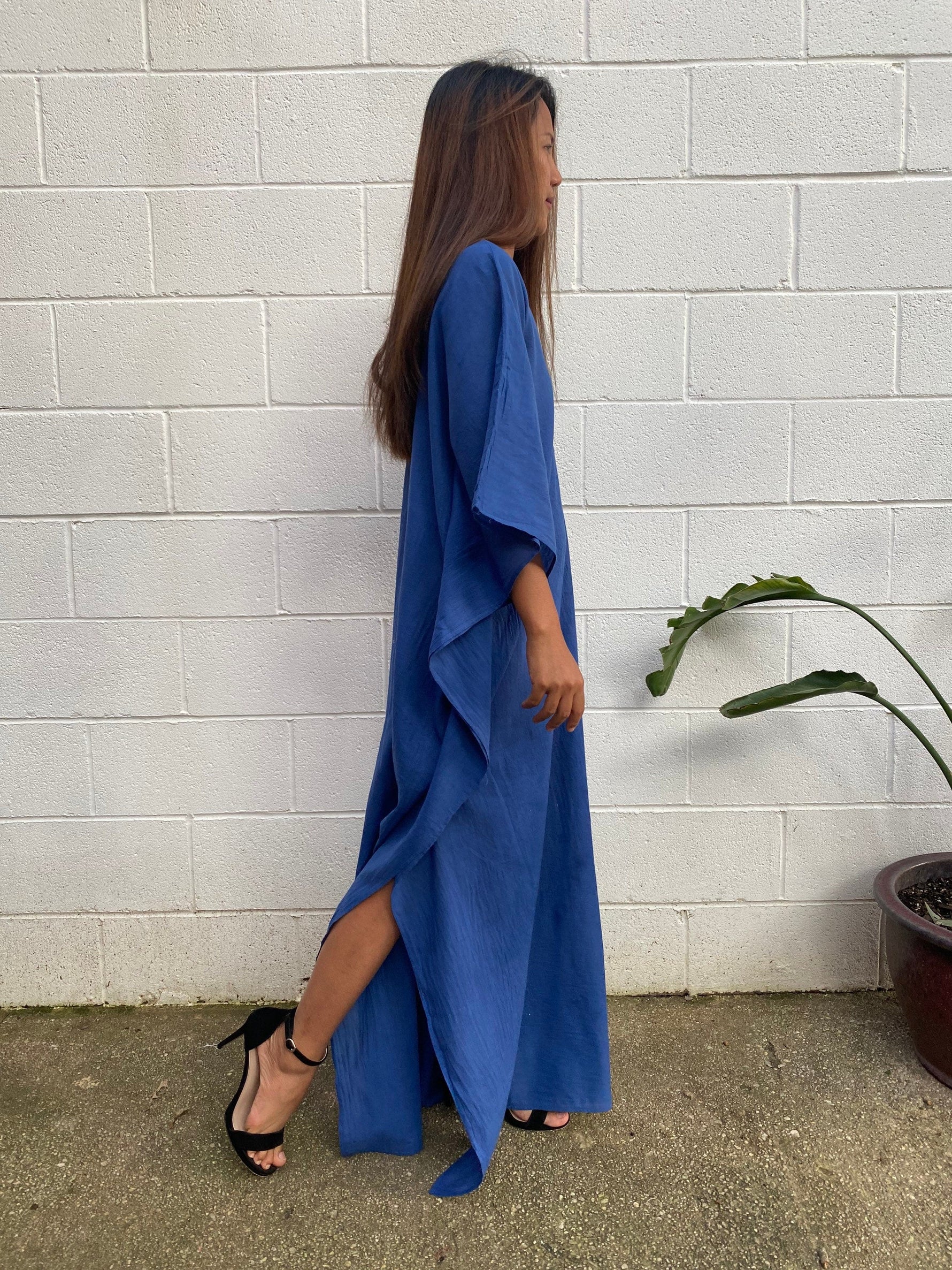 MALA handworks  Olena semi sheer Kaftan in Indigo Blue