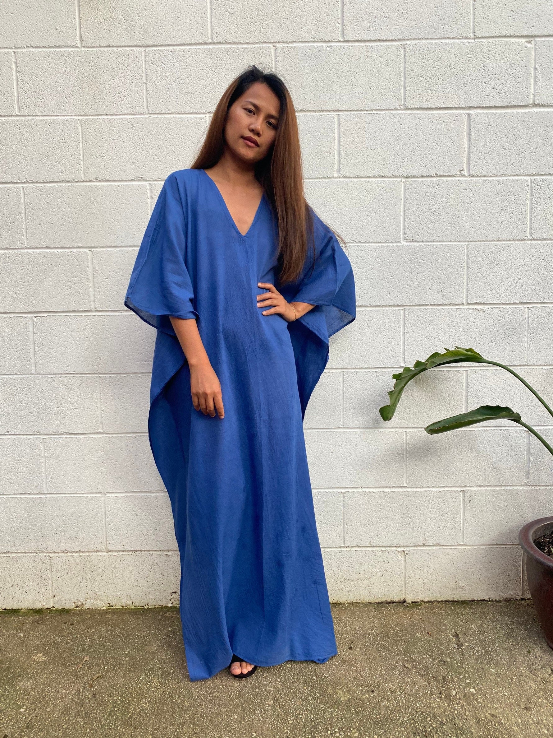 MALA handworks  Olena semi sheer Kaftan in Indigo Blue