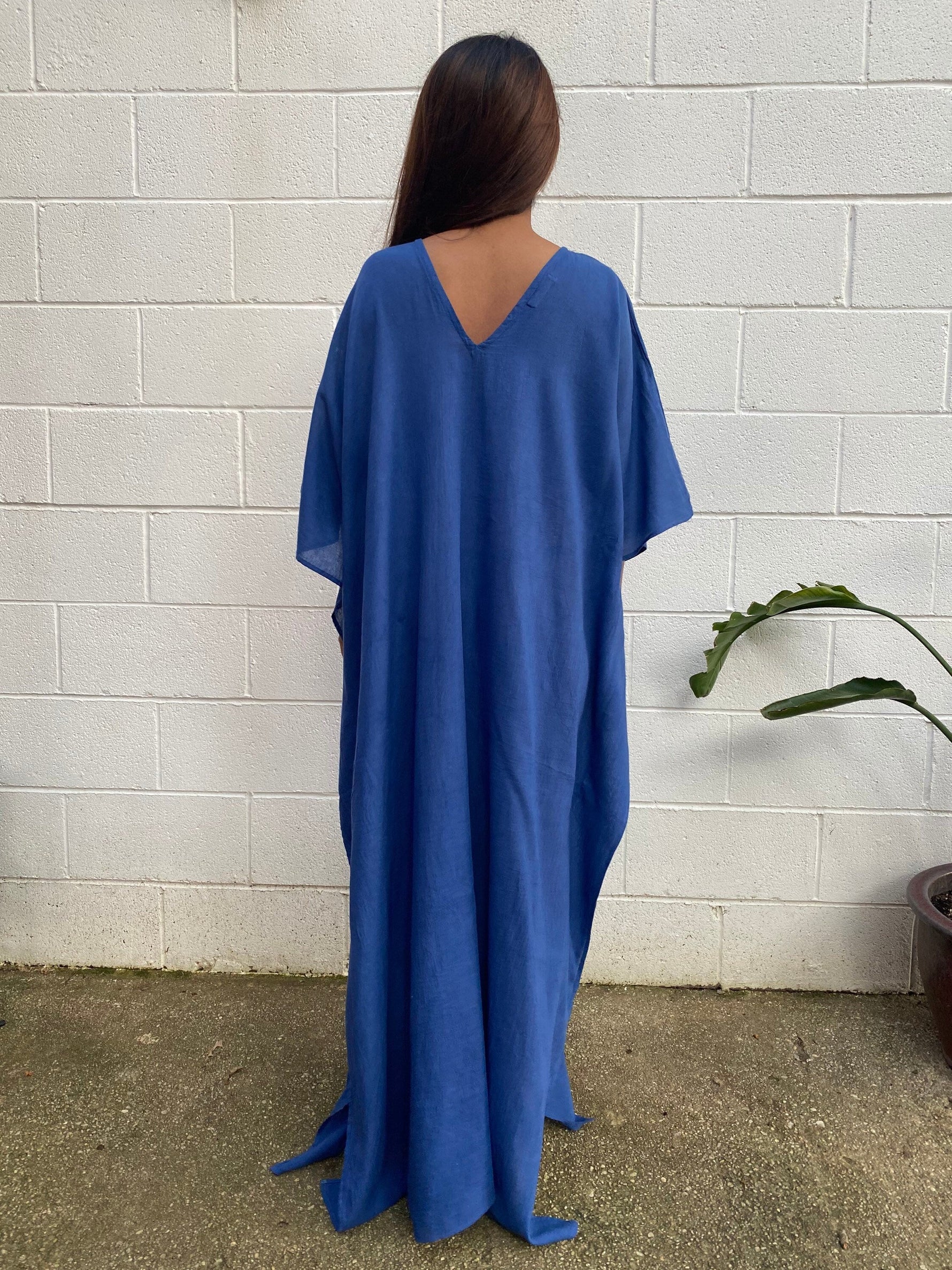 MALA handworks  Olena semi sheer Kaftan in Indigo Blue