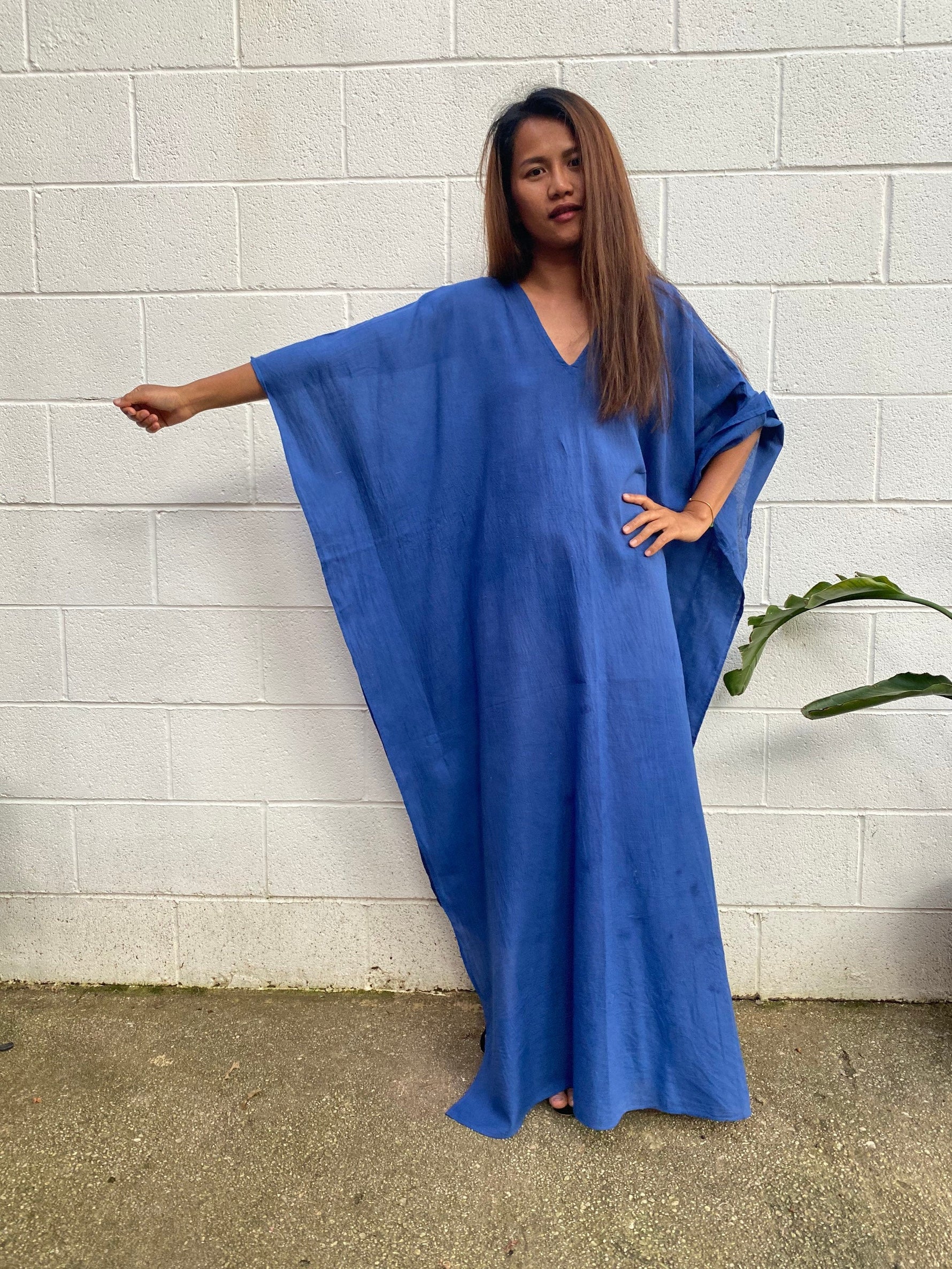 MALA handworks  Olena semi sheer Kaftan in Indigo Blue